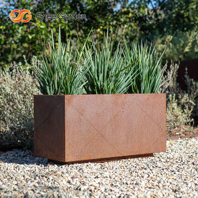 Corten thép hình chữ nhật Chậu hoa bằng kim loại Rusty Nursery Planter Độ dày 2mm