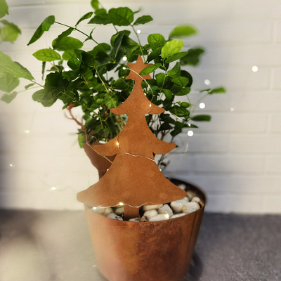 Đồ trang trí sân vườn bằng kim loại gỉ sắt Corten Trang trí hình cây thông Noel