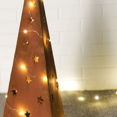 Đồ trang trí sân vườn bằng kim loại cho Giáng sinh 500mm Đồ trang trí sân vườn Corten với đèn LED