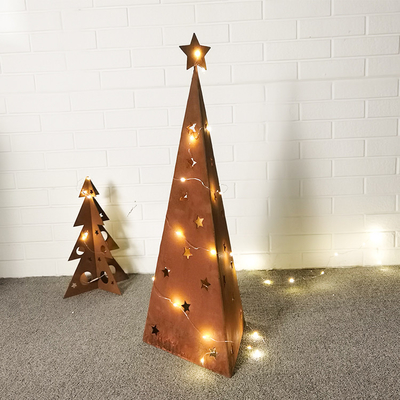 Đồ trang trí sân vườn bằng kim loại cho Giáng sinh 500mm Đồ trang trí sân vườn Corten với đèn LED