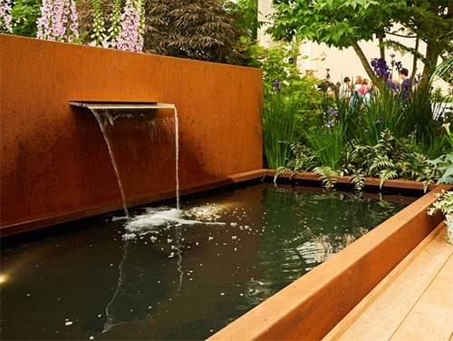1800mm Chống ăn mòn kim loại Đồ trang trí sân vườn Corten Máng nước bằng thép