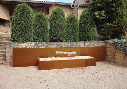 Đài phun nước bằng thép Corten hiện đại ngoài trời Cảnh quan vườn hình chữ nhật