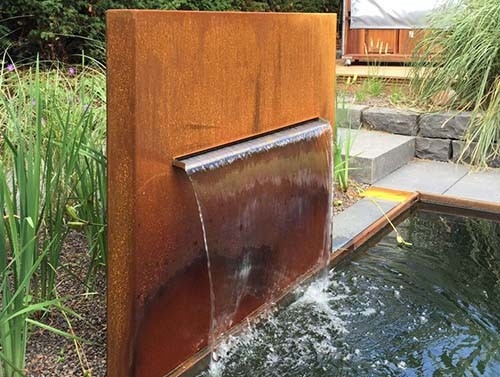 Đài phun nước bằng thép Corten hiện đại ngoài trời Cảnh quan vườn hình chữ nhật