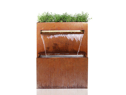 Đồ trang trí sân vườn bằng kim loại thác nước Corten đa chức năng với máy trồng cây