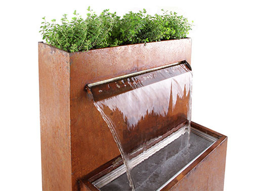 Đồ trang trí sân vườn bằng kim loại thác nước Corten đa chức năng với máy trồng cây
