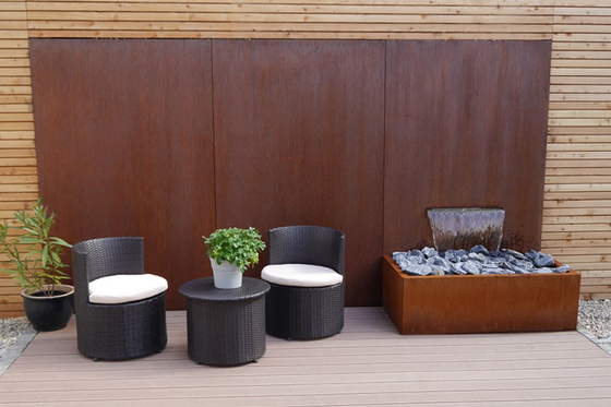 1800mm Chống ăn mòn kim loại Đồ trang trí sân vườn Corten Máng nước bằng thép