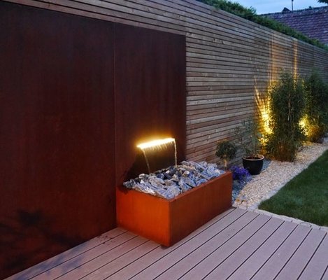 1800mm Chống ăn mòn kim loại Đồ trang trí sân vườn Corten Máng nước bằng thép