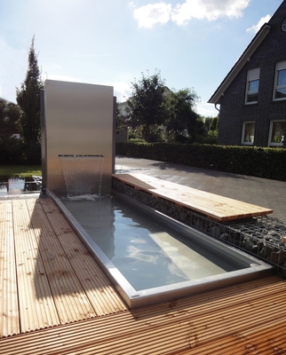 SGS Đồ trang trí sân vườn bằng kim loại ngoài trời Corten Thép Ao Nước Tính năng Màu đỏ gỉ