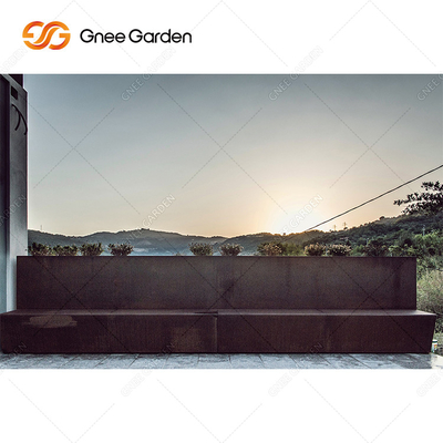 Ghế dài trồng cây bằng thép Corten ngoài trời bị gỉ tùy chỉnh cho sân sau