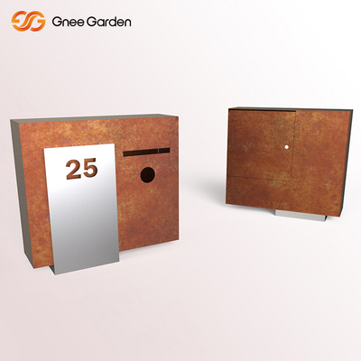 Hộp thư thép Corten ngoài trời chống rỉ Thiết kế cổ 1000 * 800mm