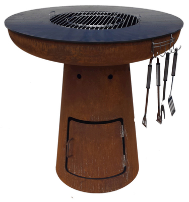 BBQ Fire Bowl Corten Steel With Grill Ring Cắm trại ngoài trời