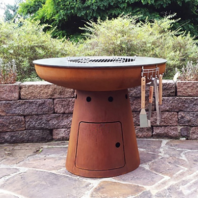 Lò nướng ngoài trời bằng thép Corten 100 cm Hố lửa bằng thép Corten cho đồ nướng