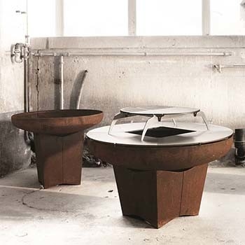 Sân hiên ngoài trời BBQ Fire Pit Grill Table Corten Steel Pre Rusted
