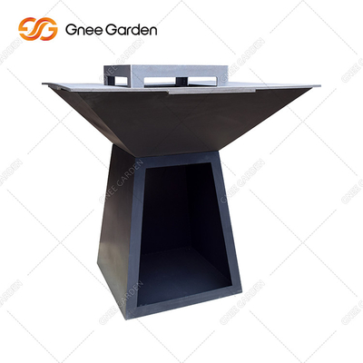 Hố lửa bằng thép Bbq Rusty Corten có cửa hàng bằng gỗ Lò nướng gas BBQ Lò nướng BBQ ngoài trời