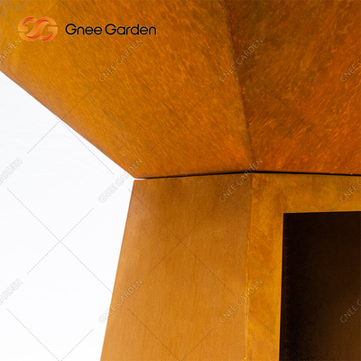 Corten Steel BBQ Fire Pit Grill Lò nướng hình thang có hình dạng Lò nướng nấu ăn ngoài trời cho sân vườn