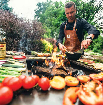 Hố lửa Bbq thép Corten phong hóa dày 3 mm với vòng tròn Plancha