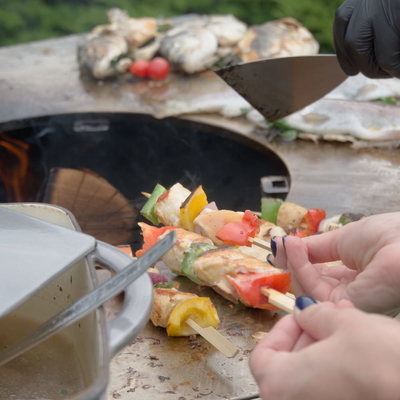 Hố lửa thép Corten rỉ sét trước để nấu ăn ngoài trời BBQ