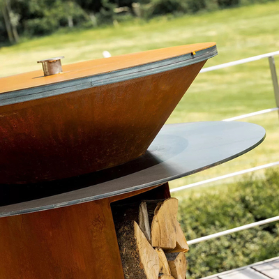 Khu vườn ngoài trời Bbq Bếp nướng Lò nướng bằng thép Corten Đốt gỗ