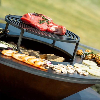 Khu vườn ngoài trời Bbq Bếp nướng Lò nướng bằng thép Corten Đốt gỗ