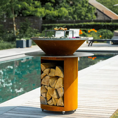 Lò nướng than BBQ ngoài trời bằng kim loại Garden Corten Steel Pre Rusted