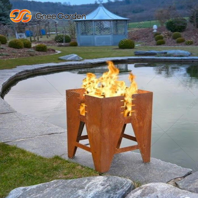 Sân ngoài trời Nhà bếp Nấu ăn Corten Steel Charcoal Bbq Grill Custom