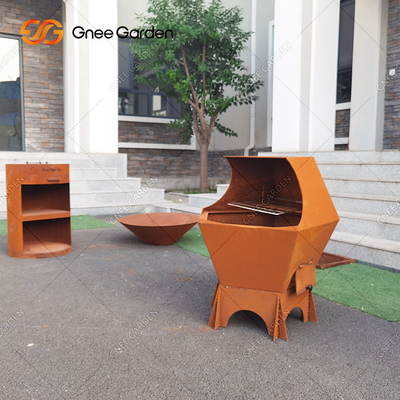 Lò nướng than ngoài trời bằng thép Corten cho thịt nướng