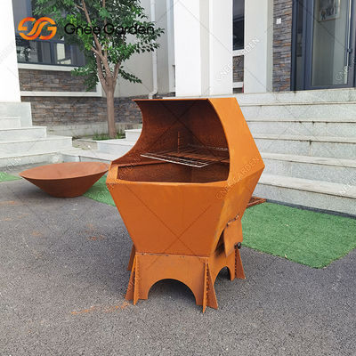 Sân ngoài trời Nhà bếp Nấu ăn Corten Steel Charcoal Bbq Grill Custom