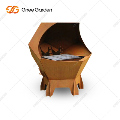 Nấu ăn ngoài trời Lò nướng Bbq Sân vườn Sân ngoài trời bằng thép Corten Lò nướng Bbq ngoài trời