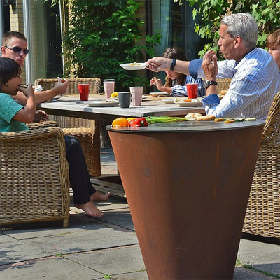 Nấu ăn ngoài trời Lò nướng Bbq Sân vườn Sân ngoài trời bằng thép Corten Lò nướng Bbq ngoài trời