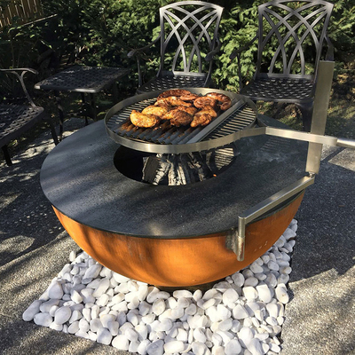 Cắm trại ngoài trời Nấu ăn Corten Steel Bbq Grill trang trí Fire Pit Grill