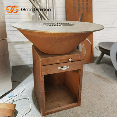 Gia đình Bạn bè BBQ Thép Ngoài trời Gỉ Corten Thép Nướng Brasero Đồ nướng Thịt nướng