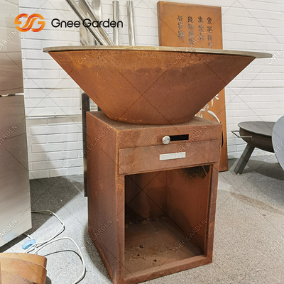 Màu rỉ sét Vỉ nướng BBQ ngoài trời Lò nướng than với đĩa nấu ăn tròn Dia 100cm
