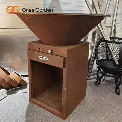 Lò nướng ngoài trời bằng thép Corten Lò nướng với lò nướng BBQ Lớp phủ gỉ Ăn bên ngoài