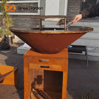 Khu vườn Rust Corten Thép Lò nướng ngoài trời Bếp lửa Lò nướng BBQ Dịch vụ đóng gói