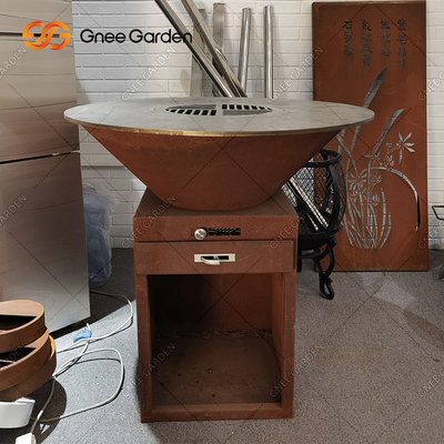 Khu vườn Rust Corten Thép Lò nướng ngoài trời Bếp lửa Lò nướng BBQ Dịch vụ đóng gói