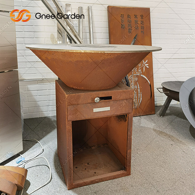 Gỗ đốt Corten Thép ngoài trời Bàn tiệc nướng ngoài trời Lò nướng than Lò nướng thịt nướng