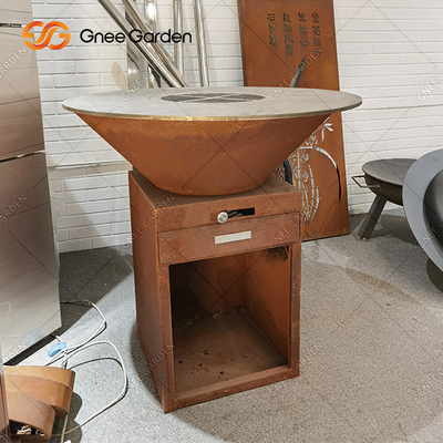 Gỗ đốt Corten Thép ngoài trời Bàn tiệc nướng ngoài trời Lò nướng than Lò nướng thịt nướng