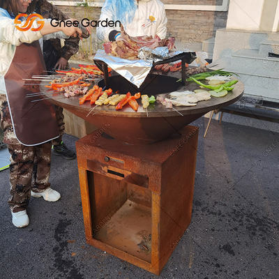 Vườn thép ngoài trời Corten Vườn lửa Hố nướng BBQ Tấm nấu nướng ngoài trời Lò nướng