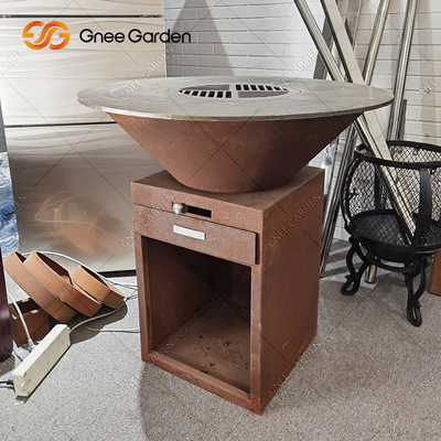 Nấu ăn ngoài trời Nướng BBQ hạng nặng Bếp lửa cổ Corten Đồ nướng bằng kim loại