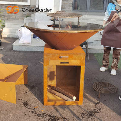 Nấu ăn ngoài trời Nướng BBQ hạng nặng Bếp lửa cổ Corten Đồ nướng bằng kim loại