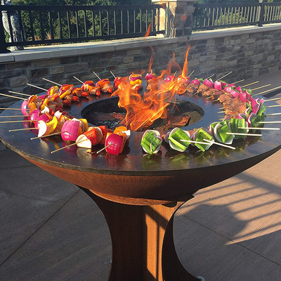 Lò nướng than ngoài trời Corten thép Fire Pit BBQ với bếp nướng