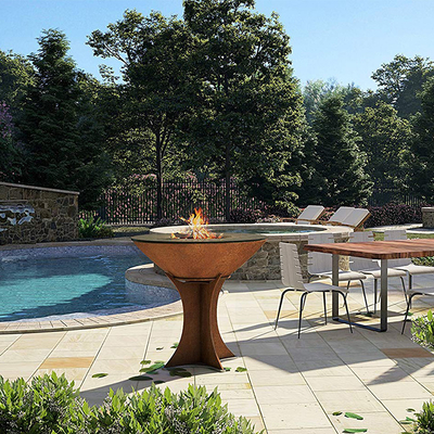 Lò nướng ngoài trời bằng thép Corten 1000mm với đế có thể tháo rời