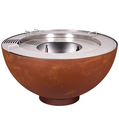 Lò nướng BBQ ngoài trời bằng thép Corten 1000mm với vòng nướng tùy chỉnh