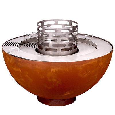 Lò nướng BBQ ngoài trời bằng thép Corten 1000mm với vòng nướng tùy chỉnh