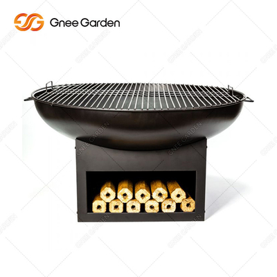 Bbq Lò nướng ngoài trời Plancha Grill Corten Steel Fire Pit Màu đen