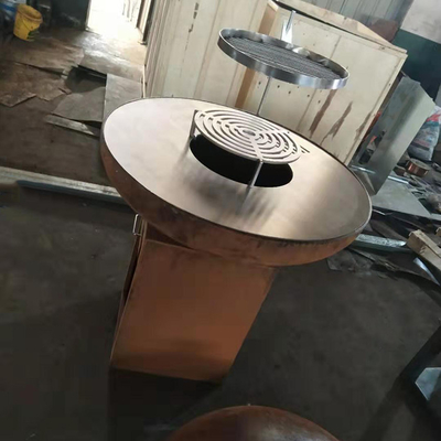 Hố lửa thép Corten bằng thép gỉ kết thúc hiện đại cho nhà bếp ngoài trời Nấu nướng BBQ