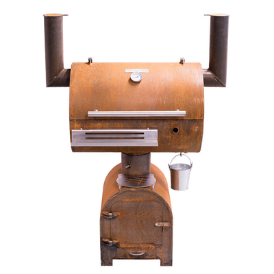 Lò nướng BBQ ngoài trời bằng thép Corten Lò nướng than với tấm nướng hình tròn Plancha