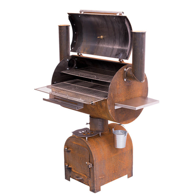 Lò nướng BBQ ngoài trời bằng thép Corten Lò nướng than với tấm nướng hình tròn Plancha