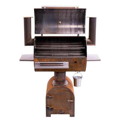 Lò nướng BBQ ngoài trời bằng thép Corten Lò nướng than với tấm nướng hình tròn Plancha