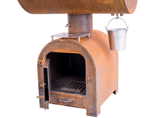 Lò nướng BBQ ngoài trời bằng thép Corten Lò nướng than với tấm nướng hình tròn Plancha